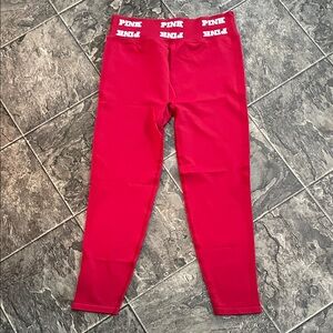 PINK VICTORIA’S SECRET Vibrant Red Ribbed Yoga Activewear Sporty Leggings